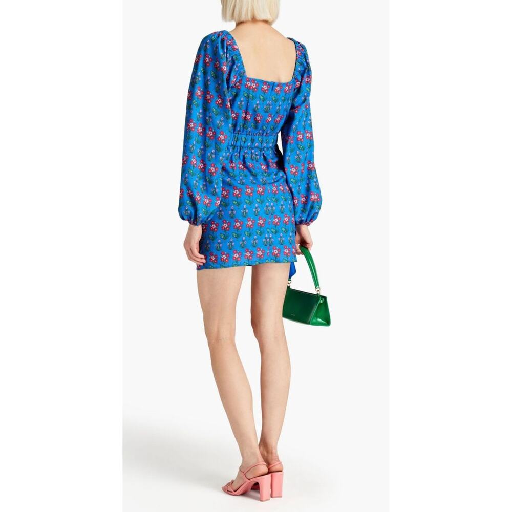 RHODE Tuckernuck Mina Draped Ruched Floral-Print Recycled Crepe Mini Dress S - Picture 2 of 13